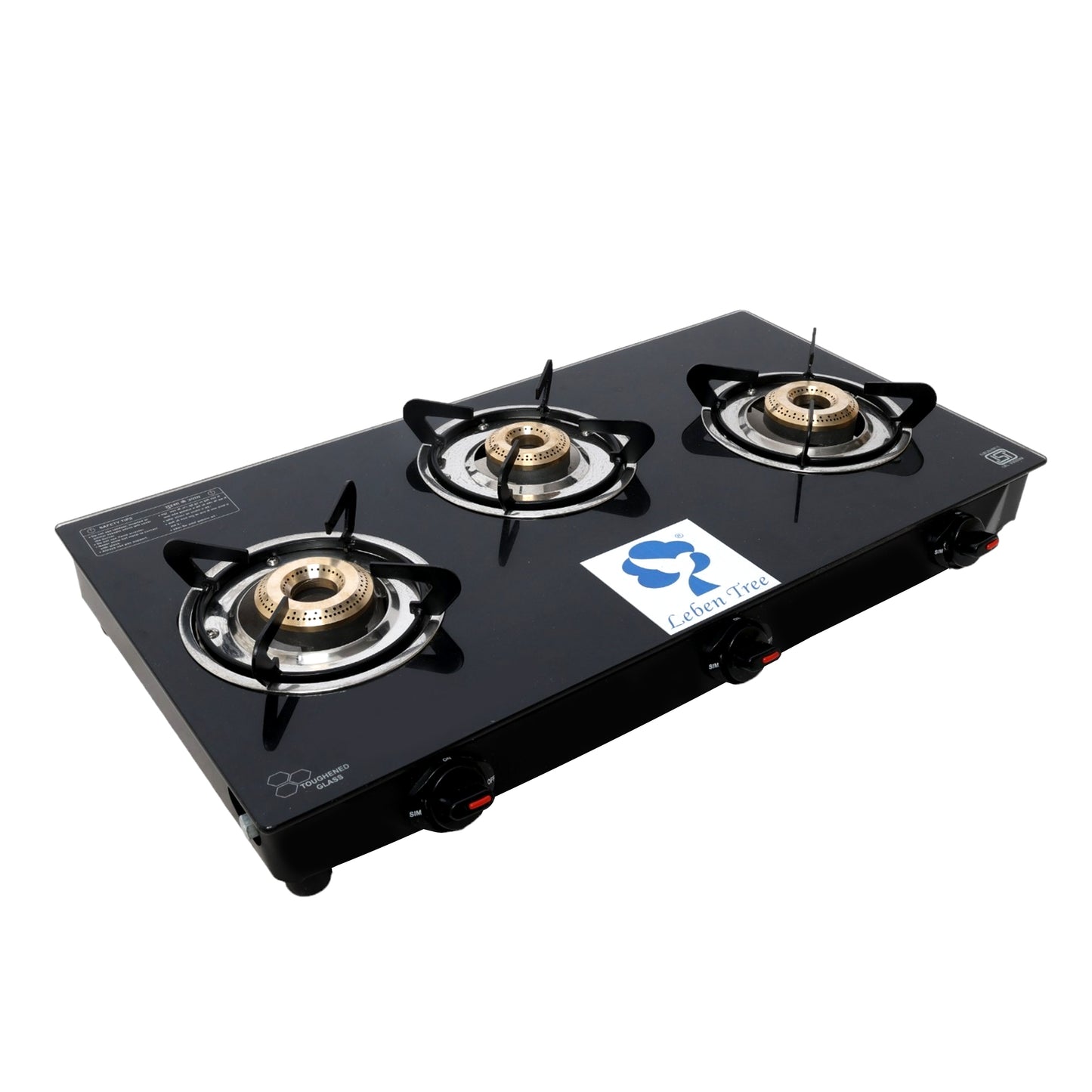 Leben Tree Manual Gas Stove Black (3 Burners)