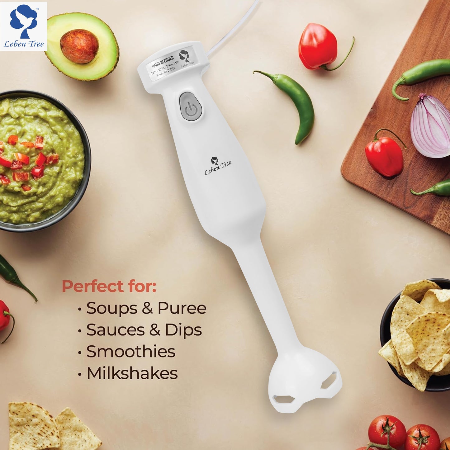 Leben Tree Super Efficient 120 W Hand Blender (White)