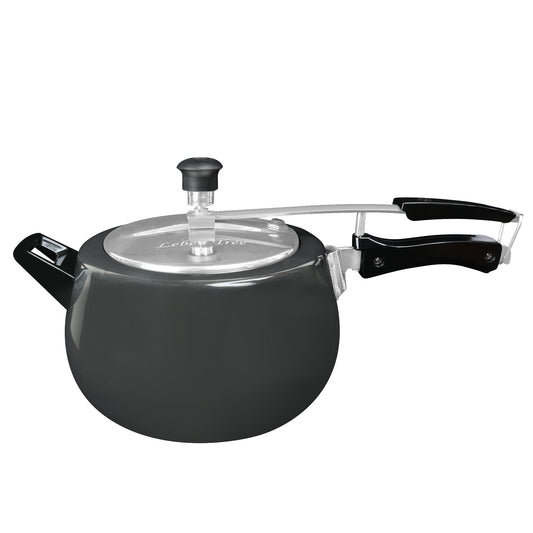 Leben Tree Black Pressure Cooker (Hard Anodized, 5.5 Litre)