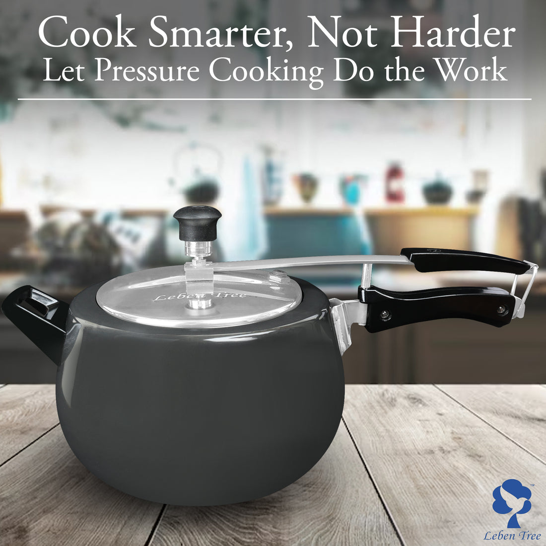 Leben Tree Hard Anodized Pressure Cooker – 5 Litre (Induction Compatible)