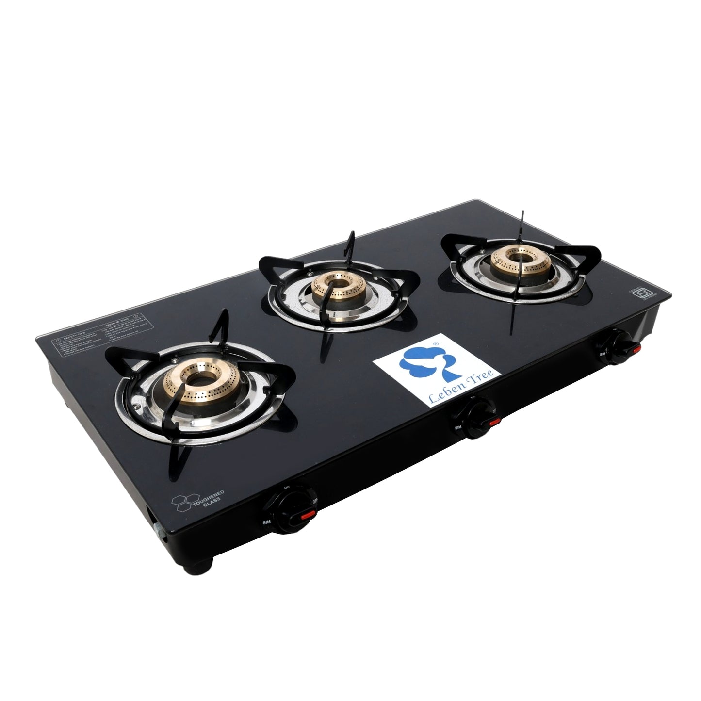 Leben Tree Manual Gas Stove Black  (3 Burners)