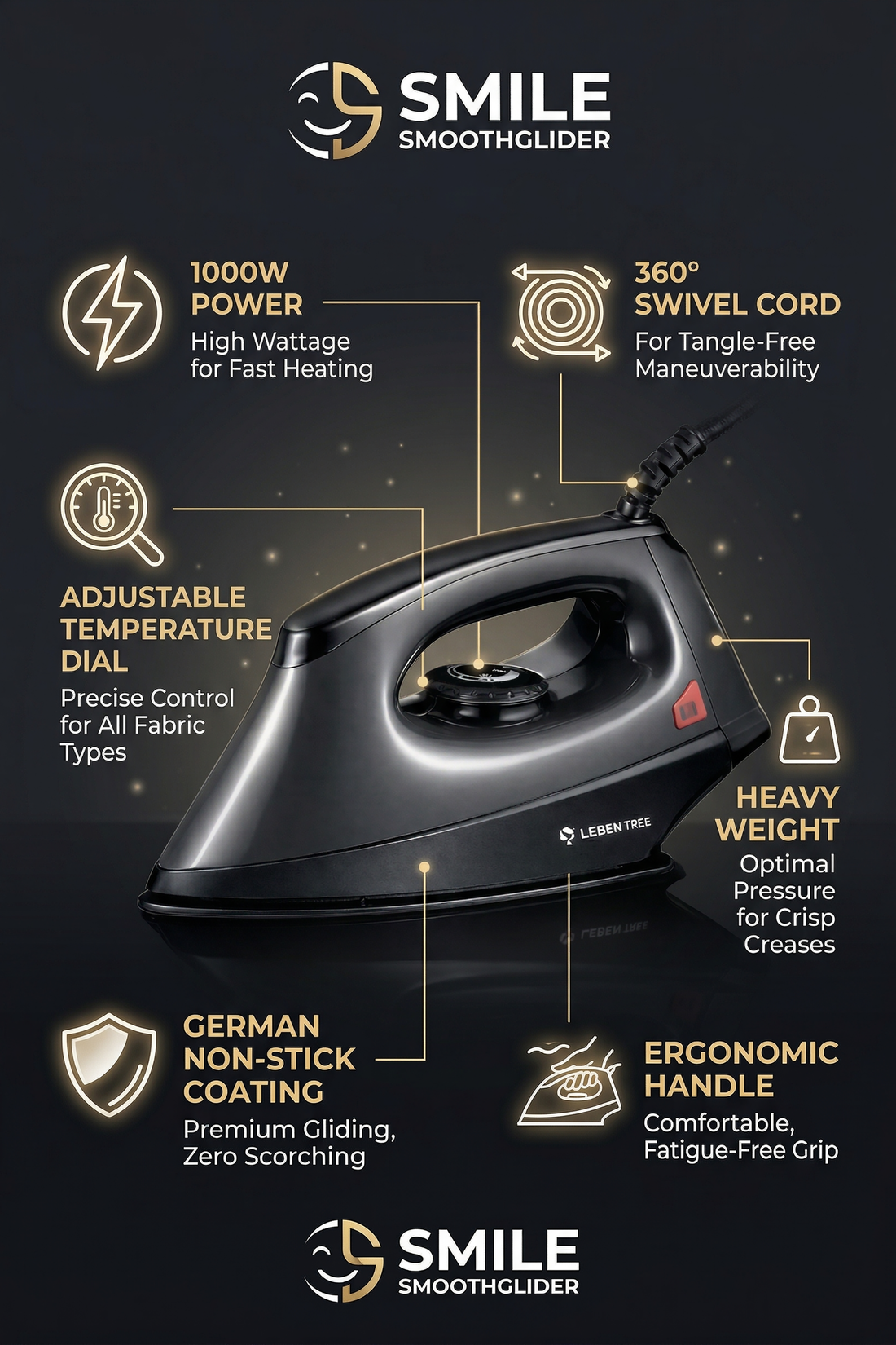 Leben Tree Smile SmoothGlide Dry Iron