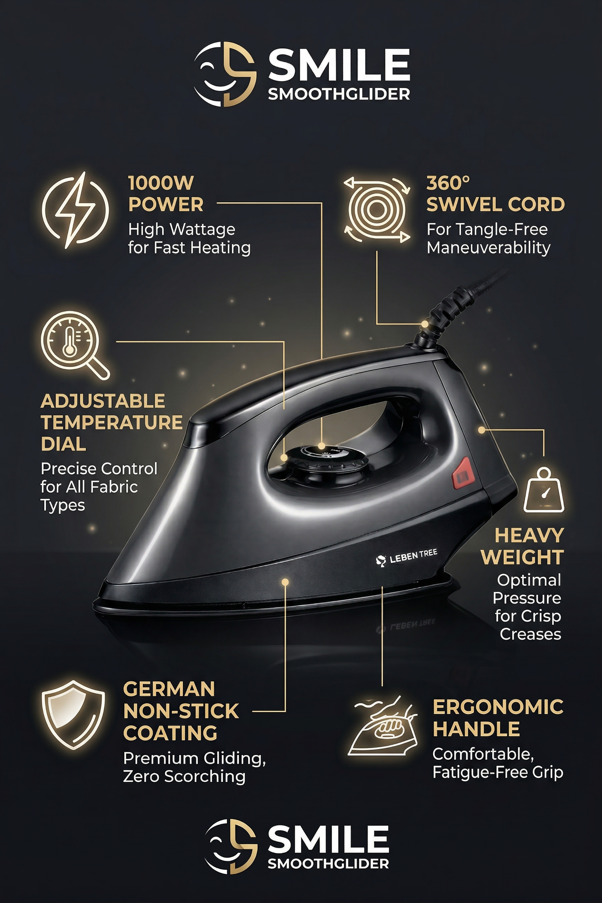 Leben Tree Smile SmoothGlide Dry Iron