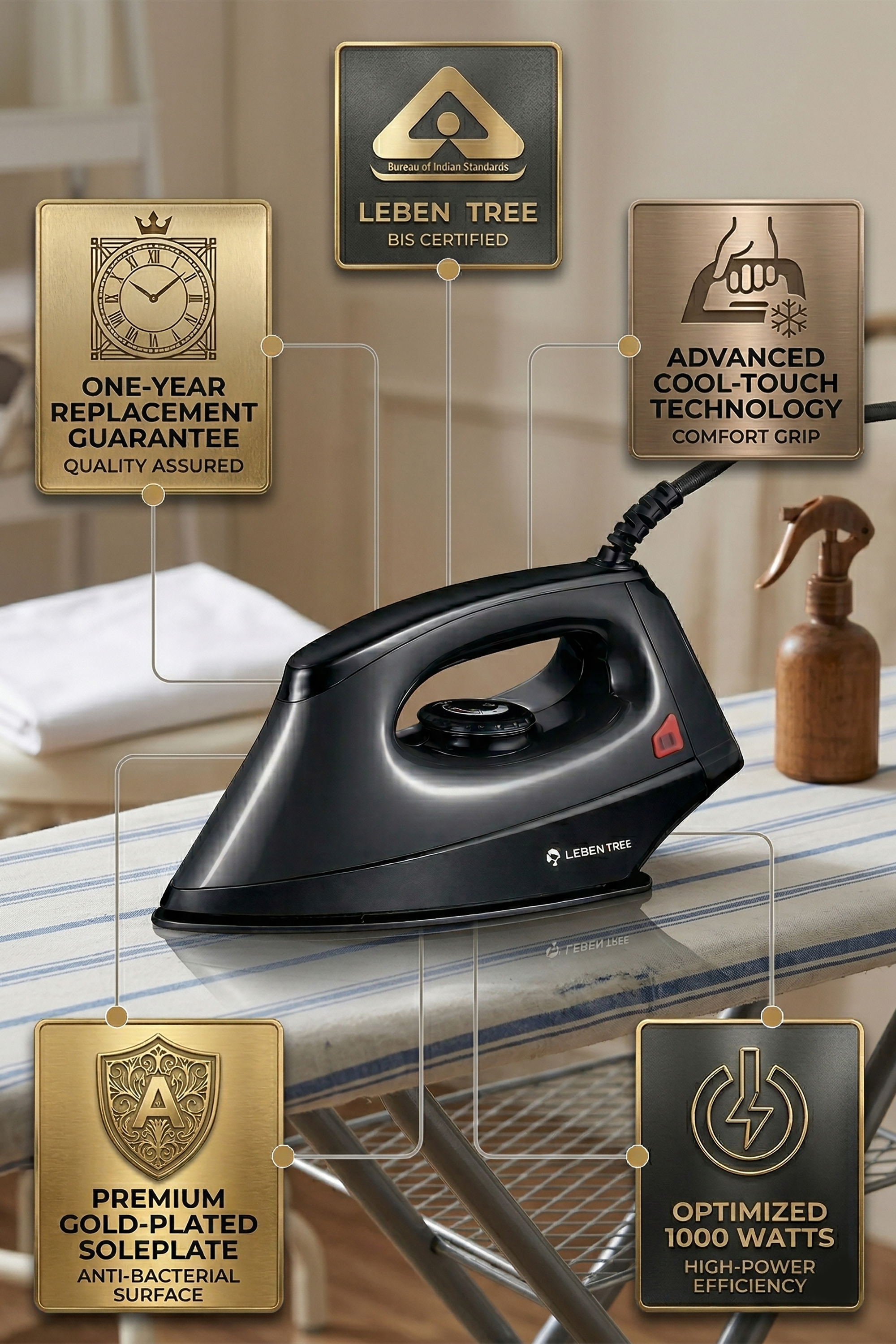 Leben Tree Smile SmoothGlide Dry Iron