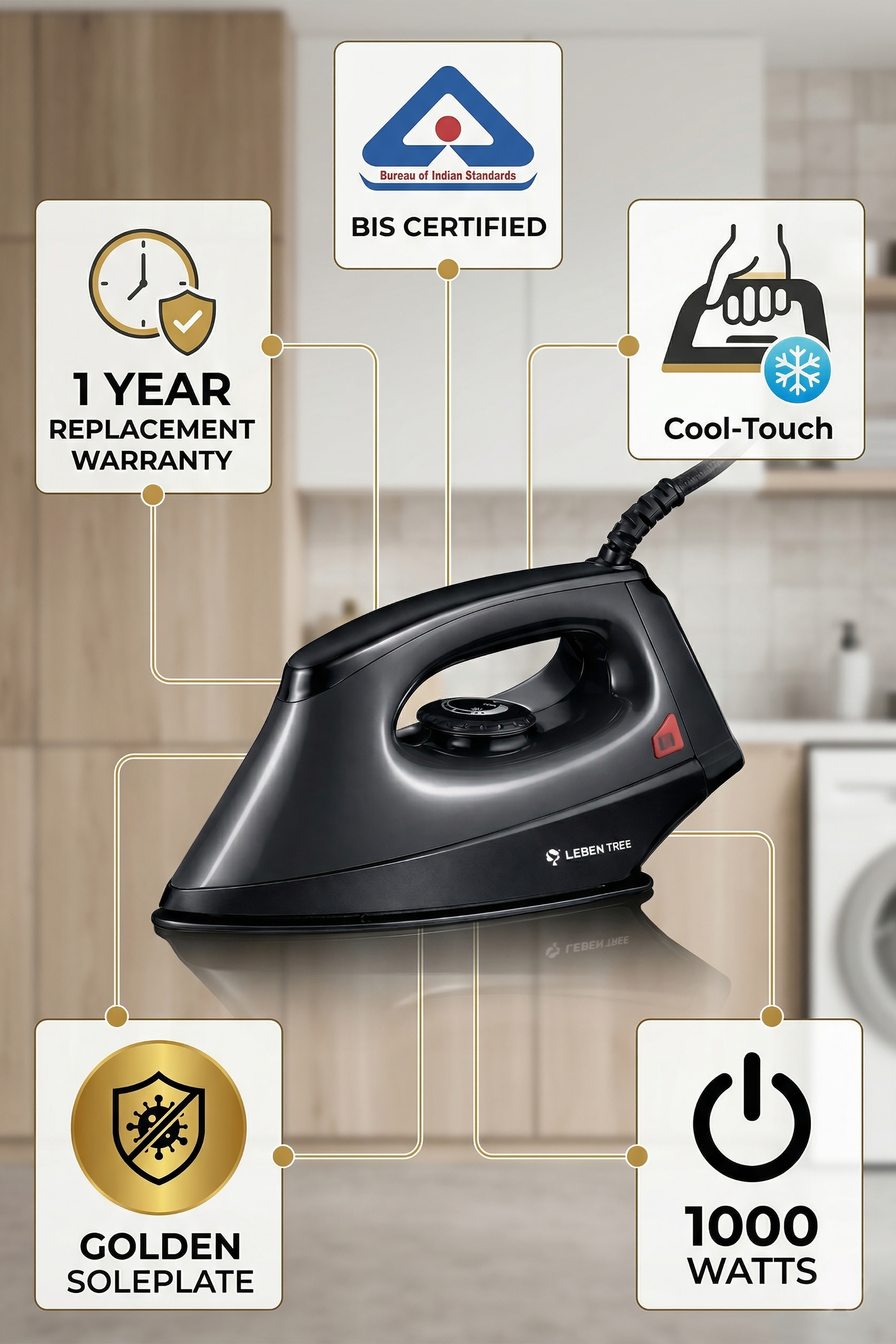 Leben Tree Smile SmoothGlide Dry Iron