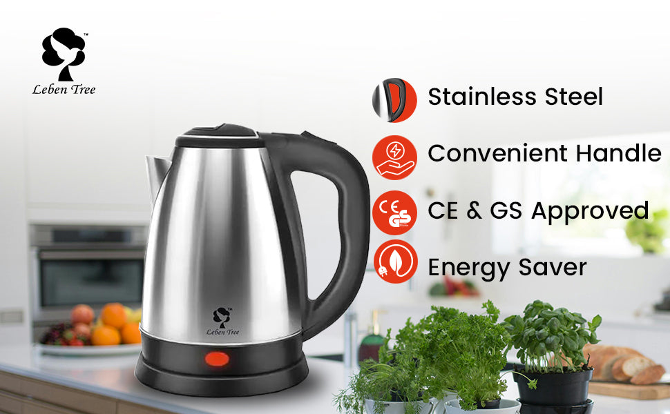 Leben Tree Smile Stainless Steel Electric Kettle (1.8 L, Black)